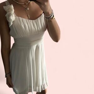 Chic White Mini Dress with Floral Accents